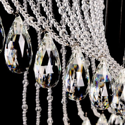 Flush Mounted Spiral Crystal Drops Chandelier Round LED Ceiling Lighting Fixture For Foyer Staircase/ Hotel Entrance-Nobipets