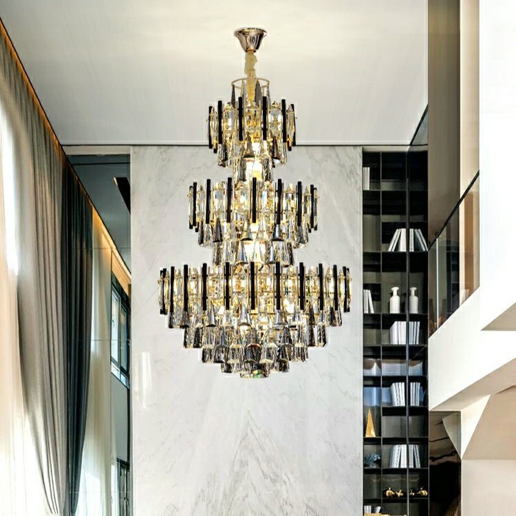 Foyer 3 Layers Extra Large Crystal Chandelier For Living Room Staircase Ceiling Lighting Fixture-Nobipets