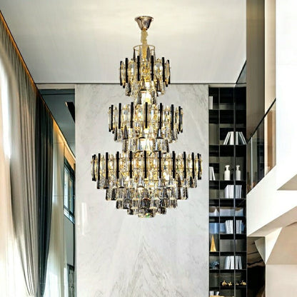 Foyer 3 Layers Extra Large Crystal Chandelier For Living Room Staircase Ceiling Lighting Fixture-Nobipets
