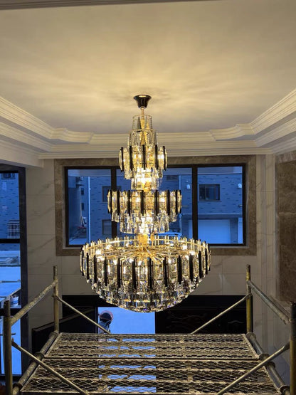 Foyer 3 Layers Extra Large Crystal Chandelier For Living Room Staircase Ceiling Lighting Fixture-Nobipets