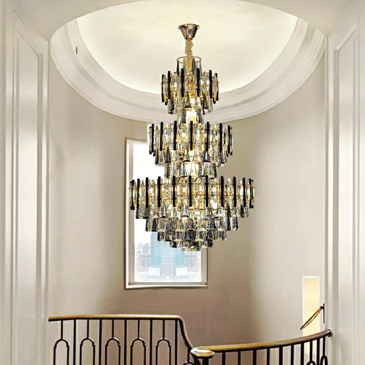 Foyer 3 Layers Extra Large Crystal Chandelier For Living Room Staircase Ceiling Lighting Fixture-Nobipets