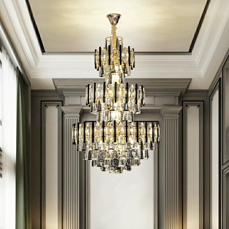 Foyer 3 Layers Extra Large Crystal Chandelier For Living Room Staircase Ceiling Lighting Fixture-Nobipets