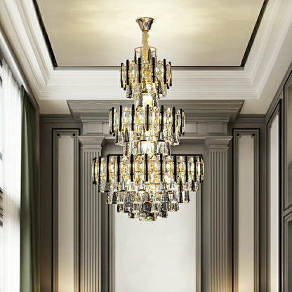 Foyer 3 Layers Extra Large Crystal Chandelier For Living Room Staircase Ceiling Lighting Fixture-Nobipets