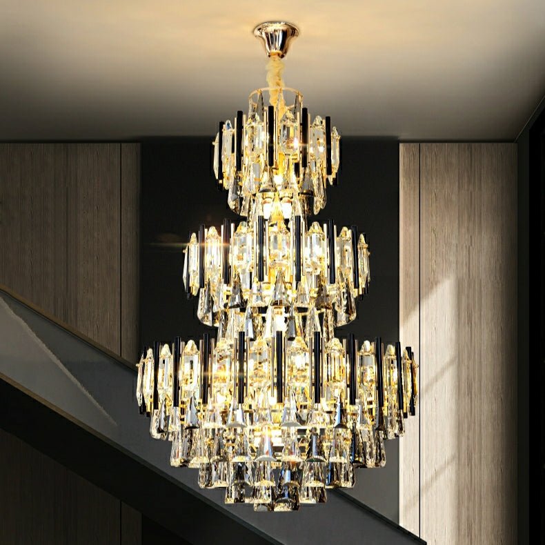 Foyer 3 Layers Extra Large Crystal Chandelier For Living Room Staircase Ceiling Lighting Fixture-Nobipets