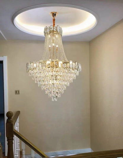 Foyer Staircase Chandelier Luxury K9 Crystal Ceiling Light For Living Room / Hallway-Nobipets