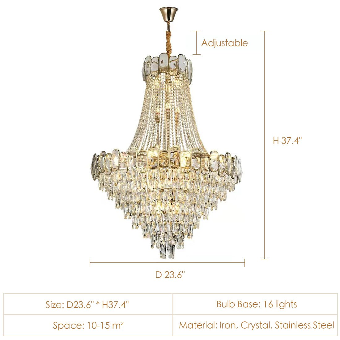 Foyer Staircase Chandelier Luxury K9 Crystal Ceiling Light For Living Room / Hallway-Nobipets