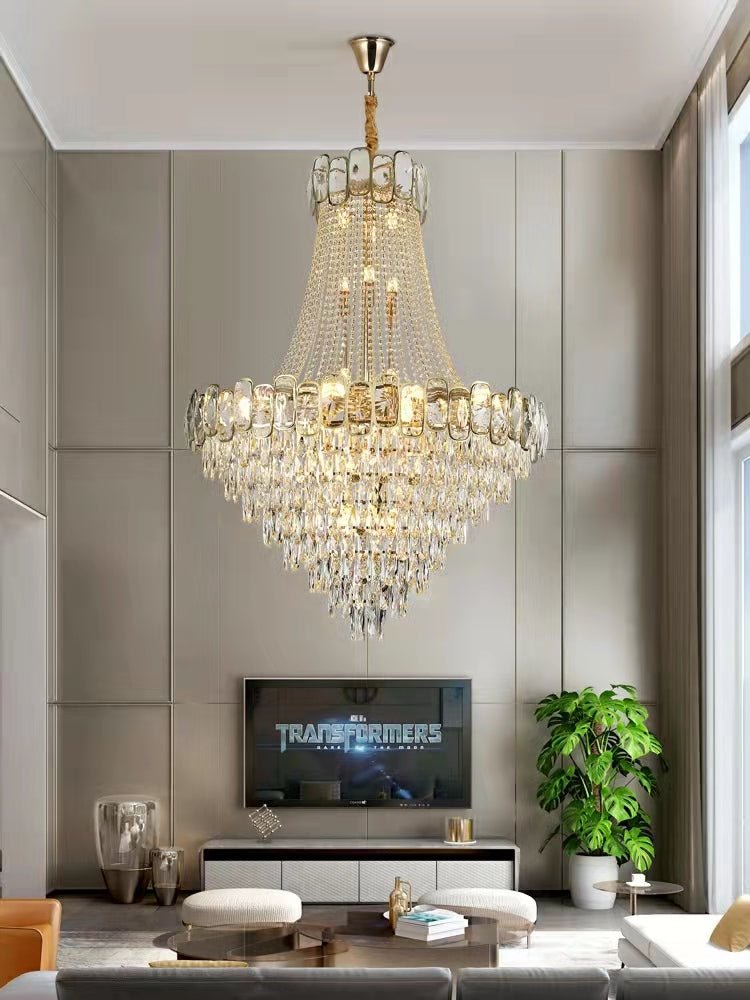 Foyer Staircase Chandelier Luxury K9 Crystal Ceiling Light For Living Room / Hallway-Nobipets