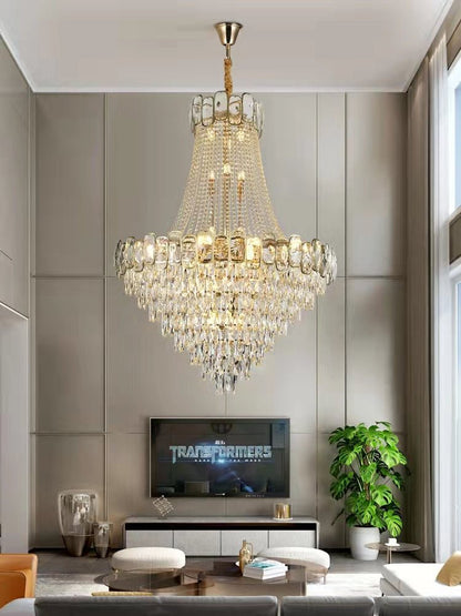 Foyer Staircase Chandelier Luxury K9 Crystal Ceiling Light For Living Room / Hallway-Nobipets