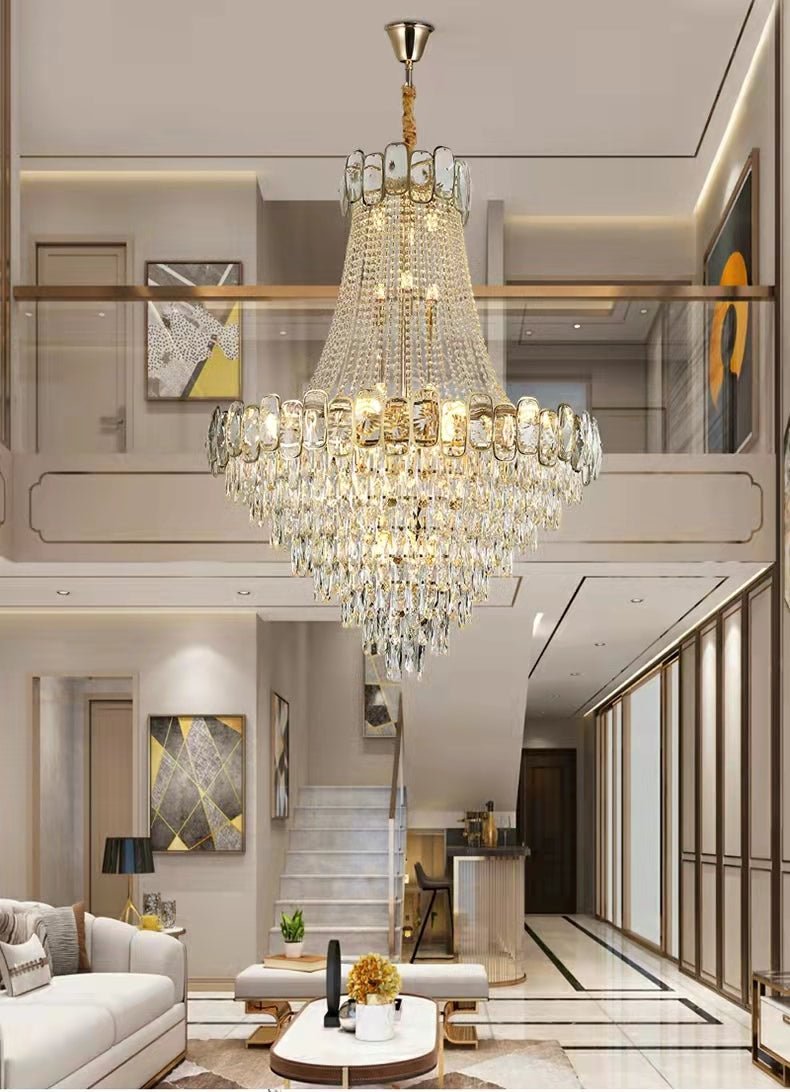 Foyer Staircase Chandelier Luxury K9 Crystal Ceiling Light For Living Room / Hallway-Nobipets