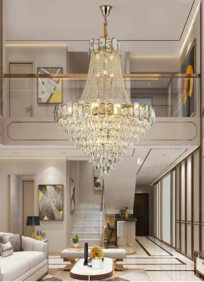 Foyer Staircase Chandelier Luxury K9 Crystal Ceiling Light For Living Room / Hallway-Nobipets