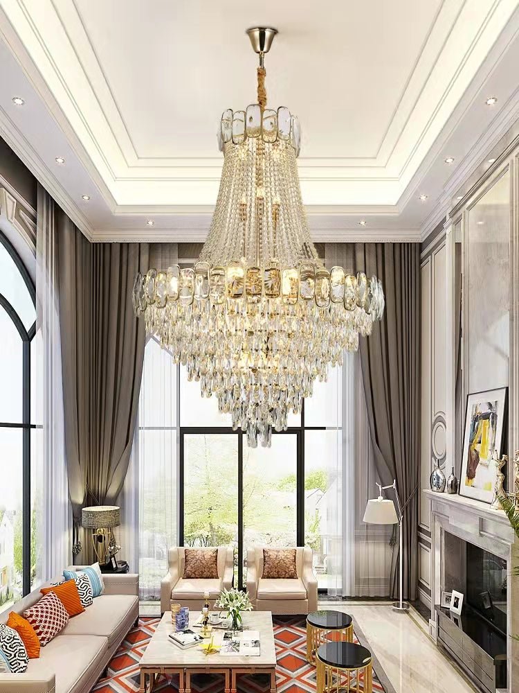 Foyer Staircase Chandelier Luxury K9 Crystal Ceiling Light For Living Room / Hallway-Nobipets