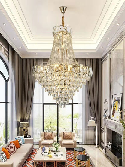 Foyer Staircase Chandelier Luxury K9 Crystal Ceiling Light For Living Room / Hallway-Nobipets