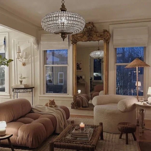 French Empire Vintage Bead Ellipsoid Crystal Chandelier for Living Room/Bedroom-Nobipets
