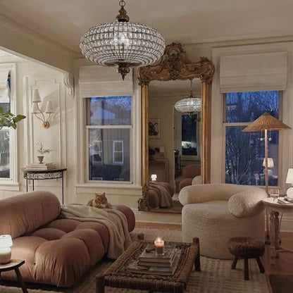 French Empire Vintage Bead Ellipsoid Crystal Chandelier for Living Room/Bedroom-Nobipets