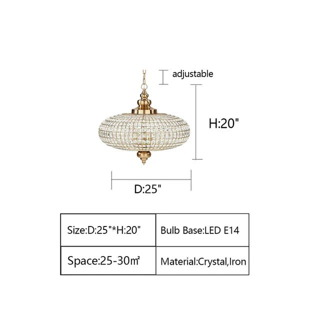 French Empire Vintage Bead Ellipsoid Crystal Chandelier for Living Room/Bedroom-Nobipets