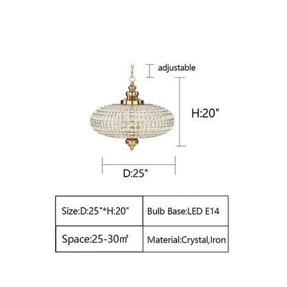 French Empire Vintage Bead Ellipsoid Crystal Chandelier for Living Room/Bedroom-Nobipets