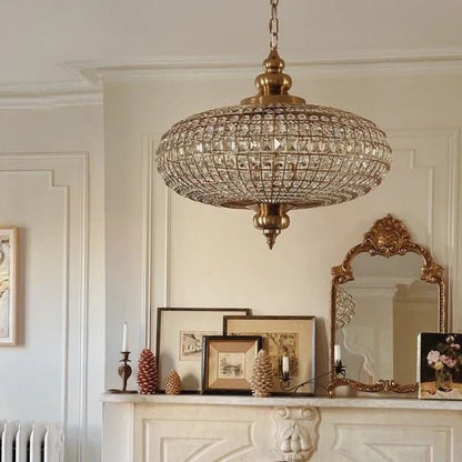 French Empire Vintage Bead Ellipsoid Crystal Chandelier for Living Room/Bedroom-Nobipets