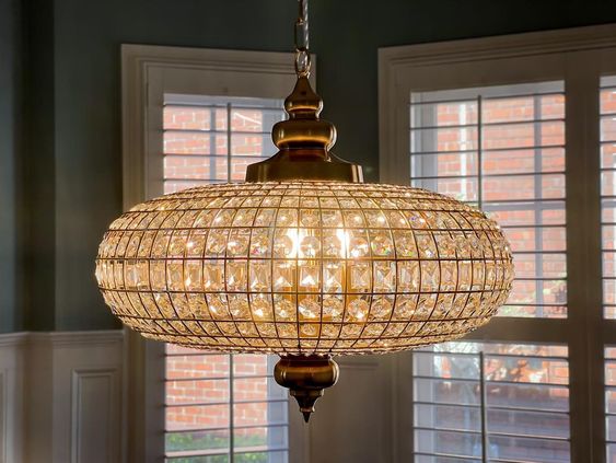 French Empire Vintage Bead Ellipsoid Crystal Chandelier for Living Room/Bedroom-Nobipets