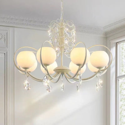 French Modern Minimalist Cream Style Dome Chandelier for Living Room/Bedroom-Nobipets