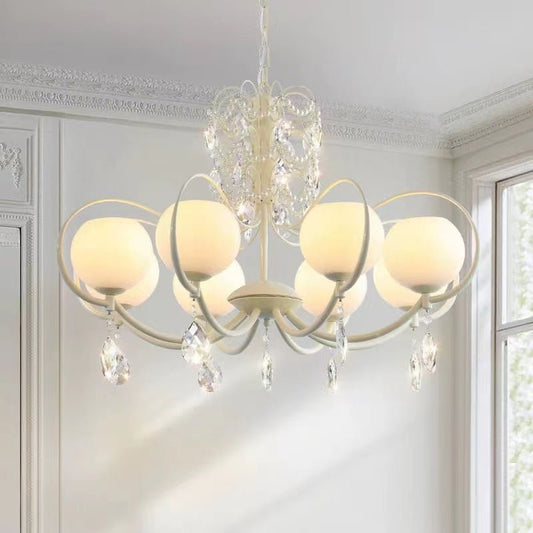 French Modern Minimalist Cream Style Dome Chandelier for Living Room/Bedroom-Nobipets