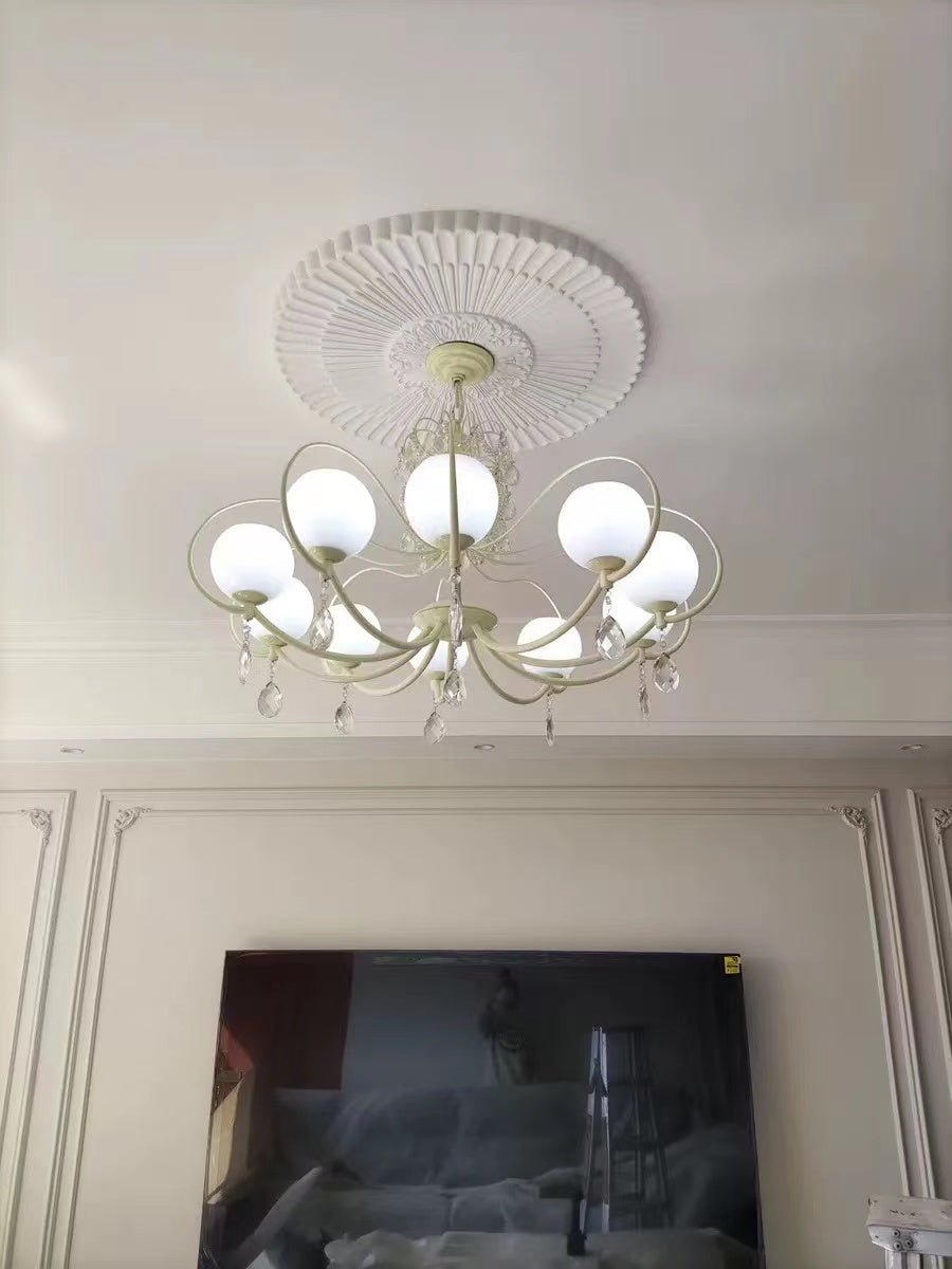 French Modern Minimalist Cream Style Dome Chandelier for Living Room/Bedroom-Nobipets