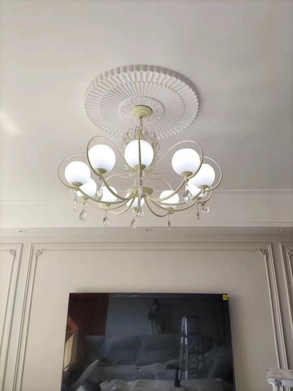 French Modern Minimalist Cream Style Dome Chandelier for Living Room/Bedroom-Nobipets