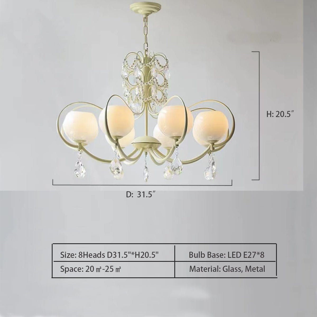 French Modern Minimalist Cream Style Dome Chandelier for Living Room/Bedroom-Nobipets