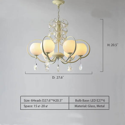 French Modern Minimalist Cream Style Dome Chandelier for Living Room/Bedroom-Nobipets