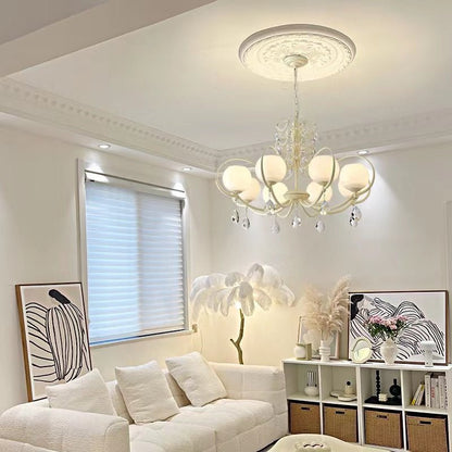 French Modern Minimalist Cream Style Dome Chandelier for Living Room/Bedroom-Nobipets