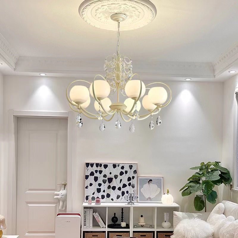 French Modern Minimalist Cream Style Dome Chandelier for Living Room/Bedroom-Nobipets