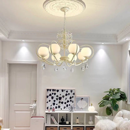 French Modern Minimalist Cream Style Dome Chandelier for Living Room/Bedroom-Nobipets