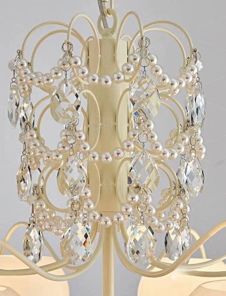 French Modern Minimalist Cream Style Dome Chandelier for Living Room/Bedroom-Nobipets
