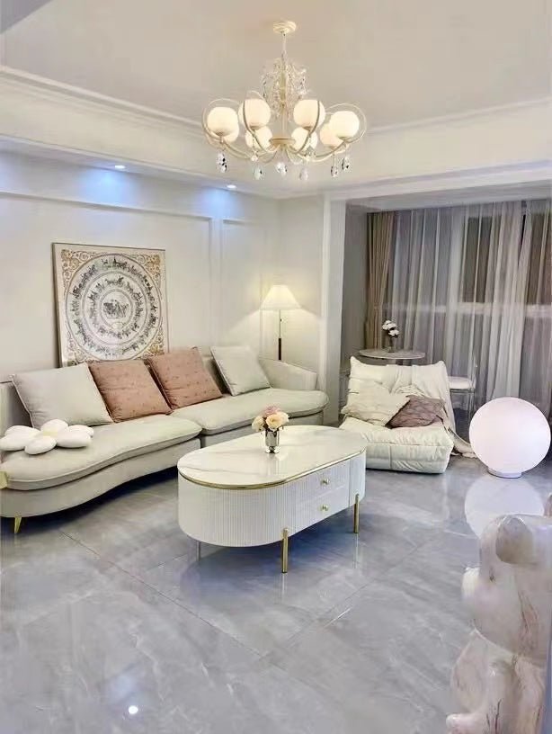 French Modern Minimalist Cream Style Dome Chandelier for Living Room/Bedroom-Nobipets
