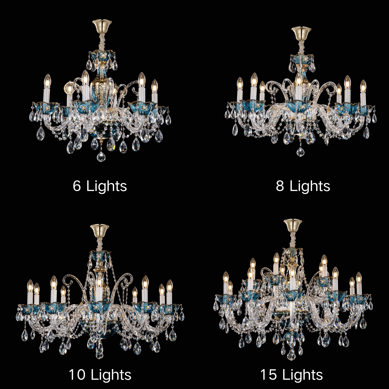 French Romantic Blue Crystal Designer Chandelier Modern Art Candle Branch Light Fixture For Bedroom/Living Room/Dining Room-Nobipets