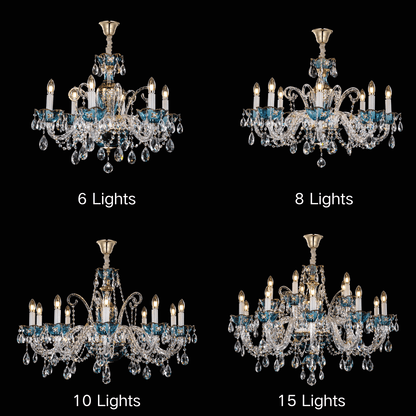 French Romantic Blue Crystal Designer Chandelier Modern Art Candle Branch Light Fixture For Bedroom/Living Room/Dining Room-Nobipets