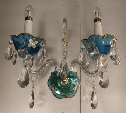 French Romantic Blue Crystal Designer Chandelier Modern Art Candle Branch Light Fixture For Bedroom/Living Room/Dining Room-Nobipets