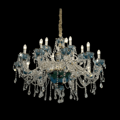 French Romantic Blue Crystal Designer Chandelier Modern Art Candle Branch Light Fixture For Bedroom/Living Room/Dining Room-Nobipets
