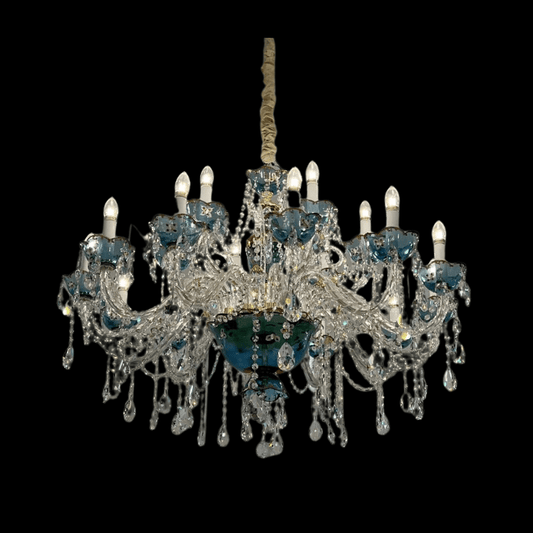 French Romantic Blue Crystal Designer Chandelier Modern Art Candle Branch Light Fixture For Bedroom/Living Room/Dining Room-Nobipets