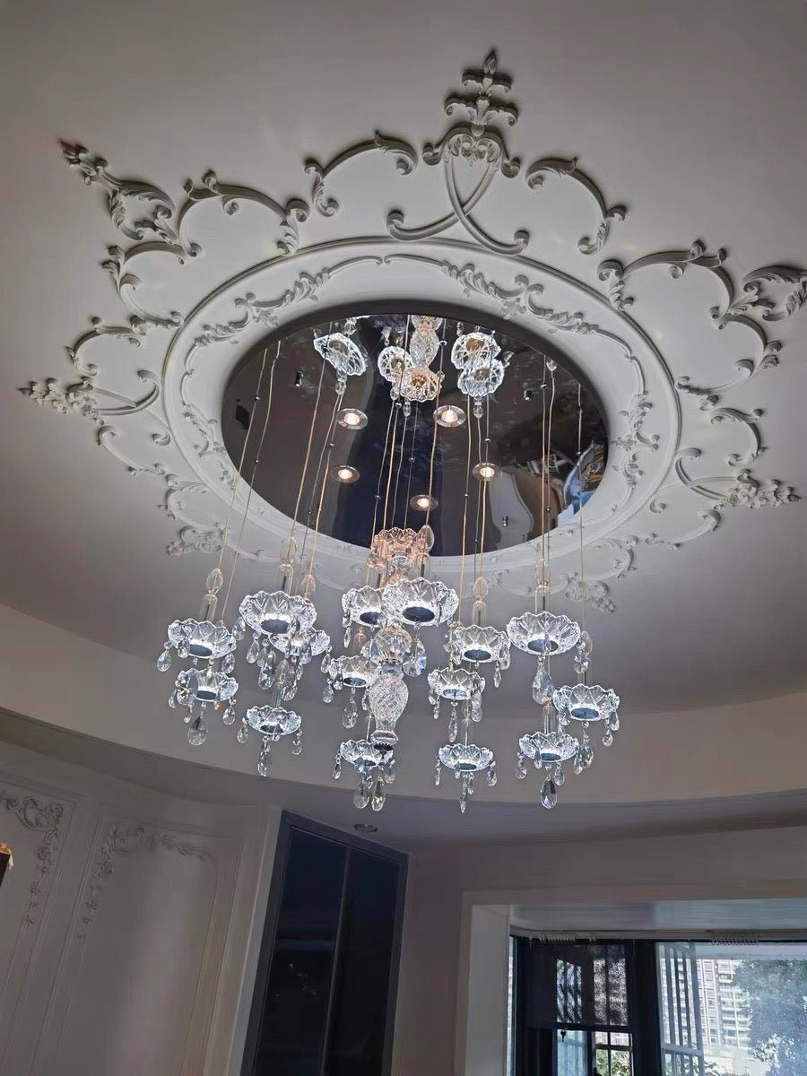 French Romantic Candle Crystal Chandelier White Modern Art Creative Pendant Light For Living Room/Dining Room/Bedroom-Nobipets