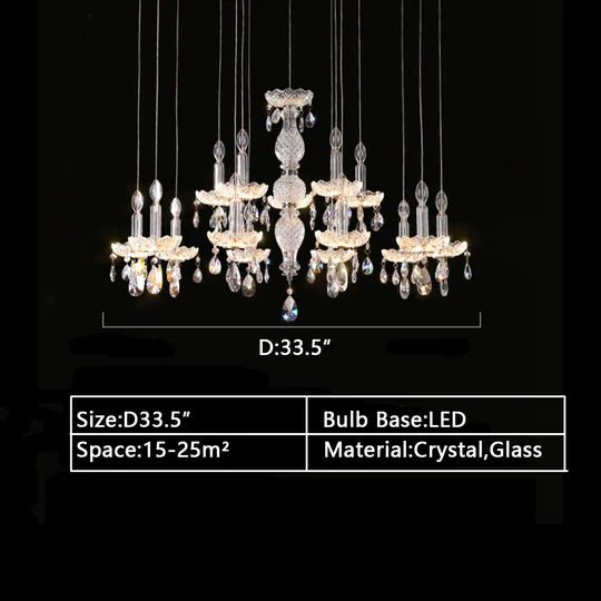 French Romantic Candle Crystal Chandelier White Modern Art Creative Pendant Light For Living Room/Dining Room/Bedroom-Nobipets