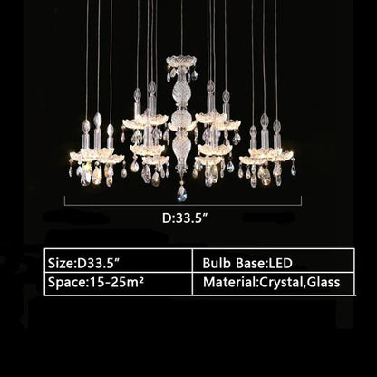 French Romantic Candle Crystal Chandelier White Modern Art Creative Pendant Light For Living Room/Dining Room/Bedroom-Nobipets