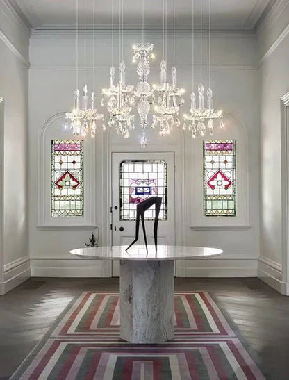French Romantic Candle Crystal Chandelier White Modern Art Creative Pendant Light For Living Room/Dining Room/Bedroom-Nobipets