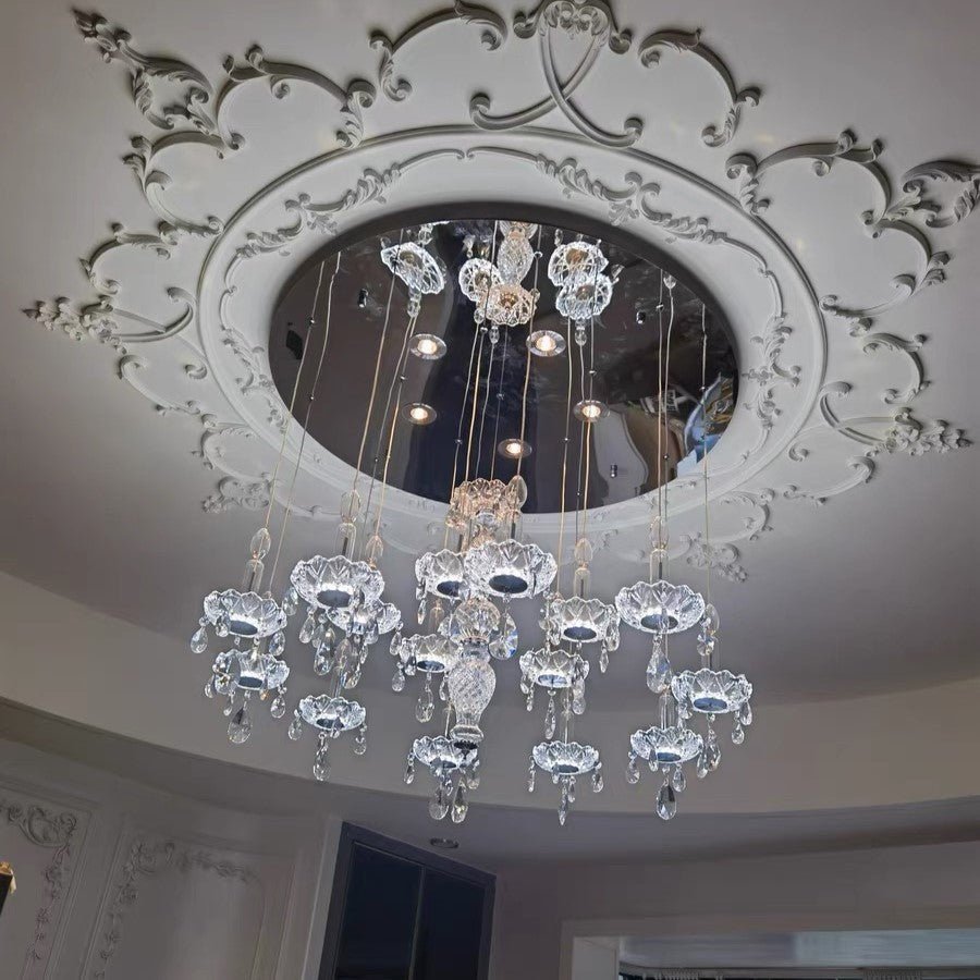 French Romantic Candle Crystal Chandelier White Modern Art Creative Pendant Light For Living Room/Dining Room/Bedroom-Nobipets