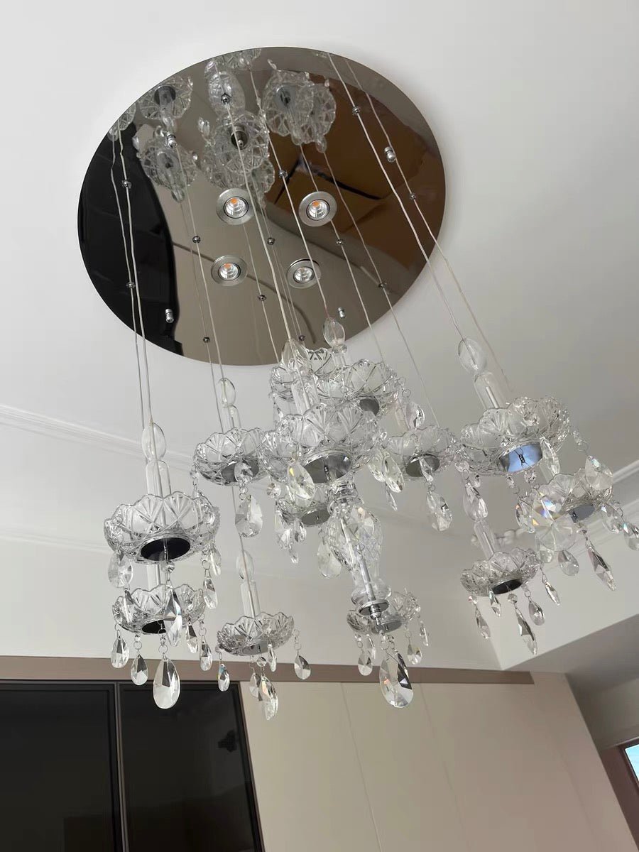 French Romantic Candle Crystal Chandelier White Modern Art Creative Pendant Light For Living Room/Dining Room/Bedroom-Nobipets