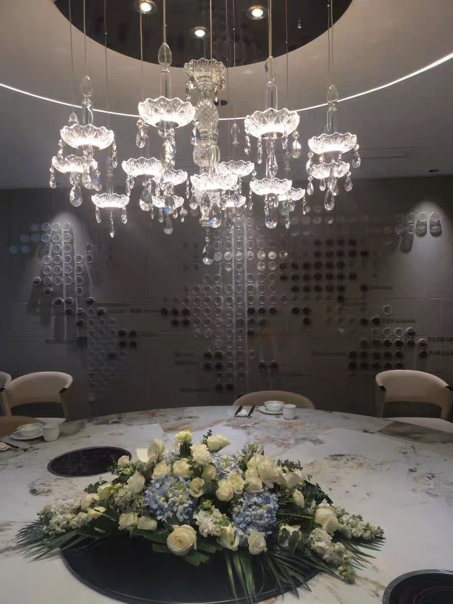 French Romantic Candle Crystal Chandelier White Modern Art Creative Pendant Light For Living Room/Dining Room/Bedroom-Nobipets