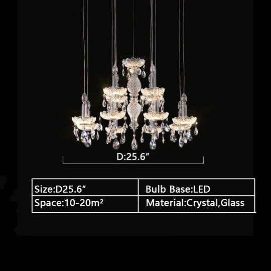 French Romantic Candle Crystal Chandelier White Modern Art Creative Pendant Light For Living Room/Dining Room/Bedroom-Nobipets