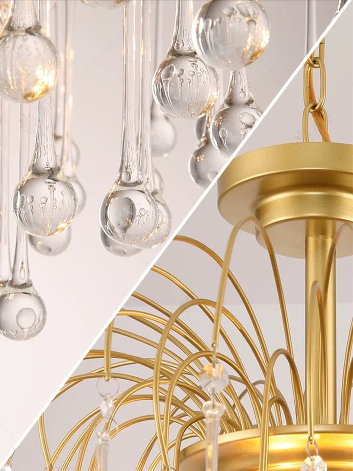 French Style Bedroom Small Creative Chandelier Vintage Romantic Warm Vibe Amber Waterdrop Light Fixture for Restaurant Dining Room Kids Room-Nobipets