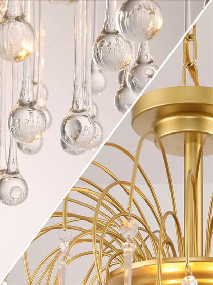 French Style Bedroom Small Creative Chandelier Vintage Romantic Warm Vibe Amber Waterdrop Light Fixture for Restaurant Dining Room Kids Room-Nobipets
