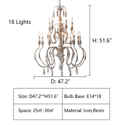 French Vintage Candle Chandelier for Living Room/Bedroom-Nobipets