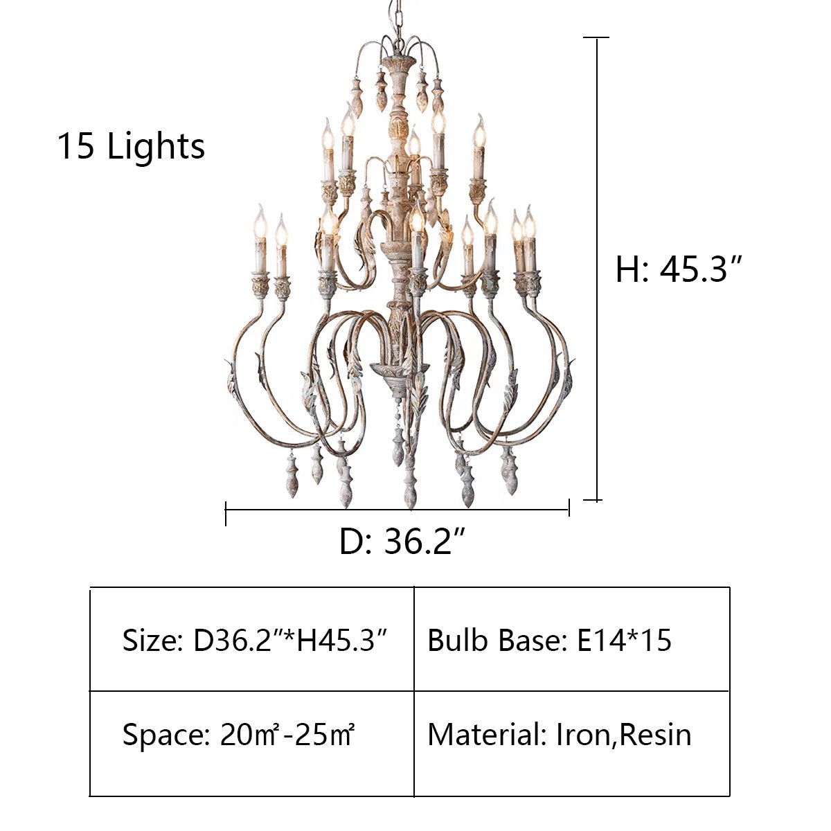French Vintage Candle Chandelier for Living Room/Bedroom-Nobipets